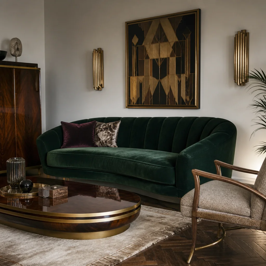 Choose a statement sofa in deep velvet