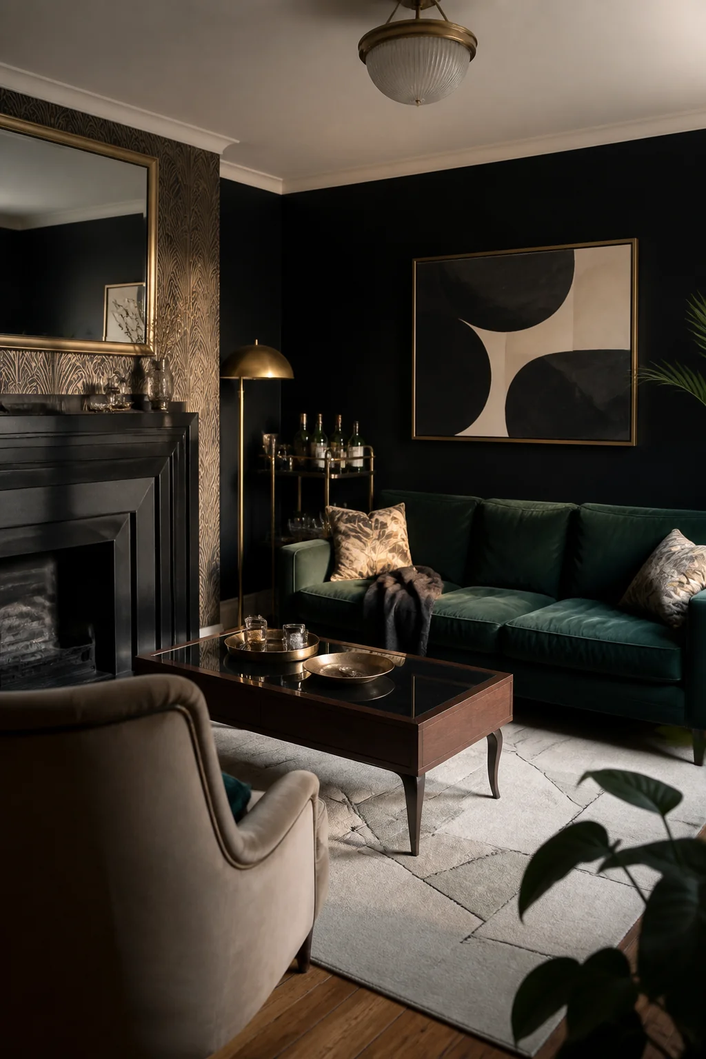 Use black accent walls strategically