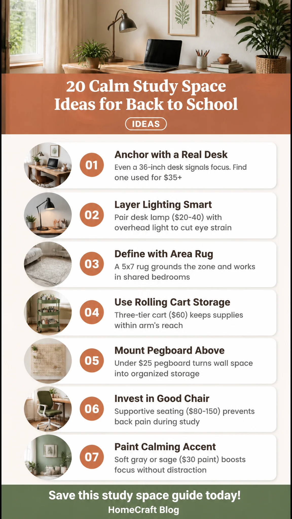 20 Calm Back to School Study Space Ideas for Every Age — complete guide infographic