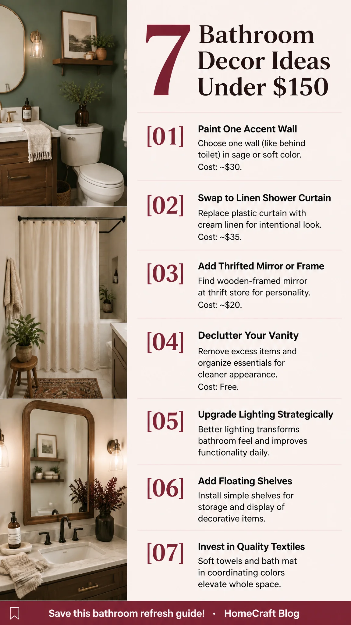 7 Bathroom Decor Ideas Under $150 (Real Results) — complete guide infographic