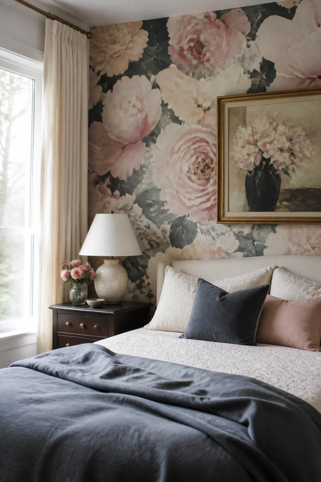 Wallpaper with Oversized Floral Pattern