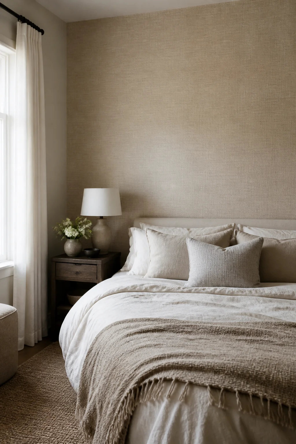 Linen Wallpaper in Cream or Natural