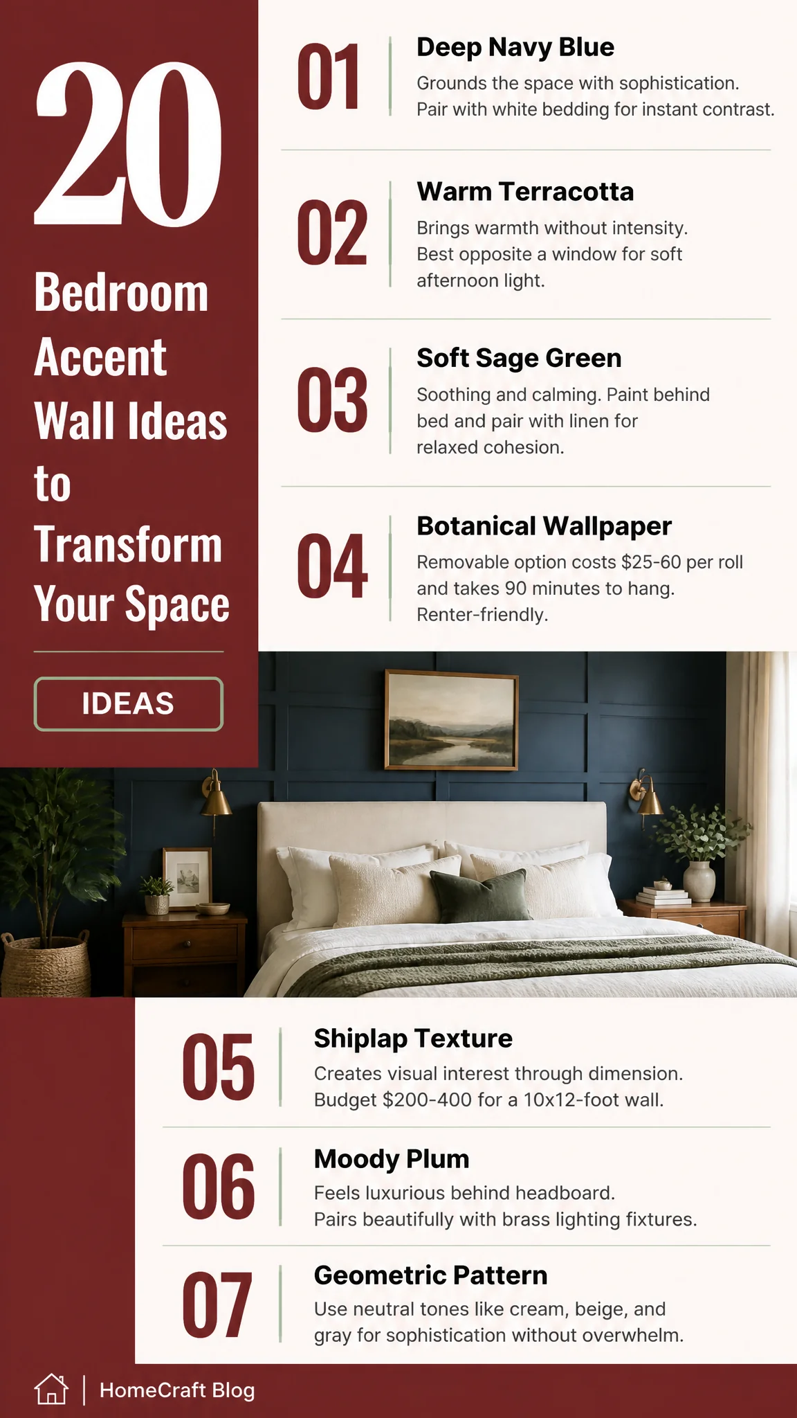 20 Dreamy Bedroom Accent Wall Ideas to Transform Your Sleep Space — complete guide infographic