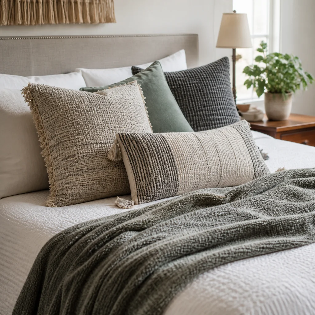 Textured Throw Pillows and a Blanket ($25-$40)