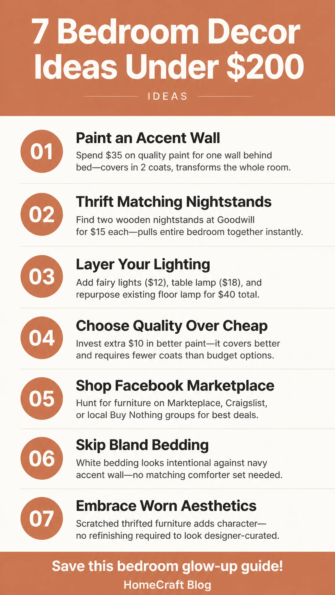 7 Bedroom Decor Ideas on a Budget Under $200 — complete guide infographic