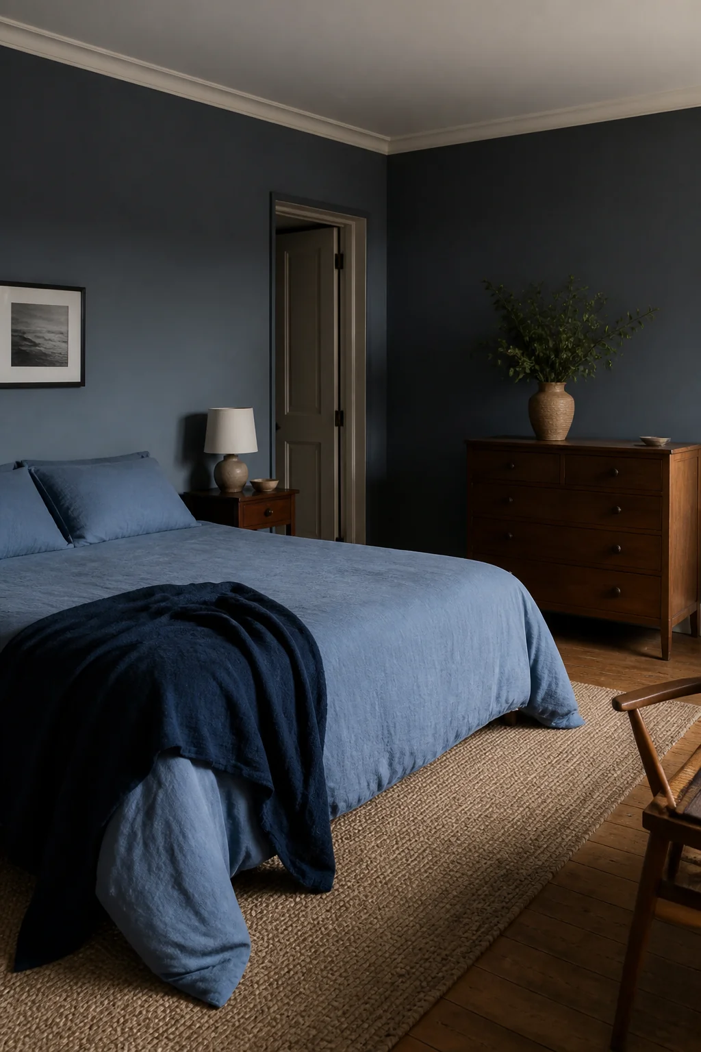 Cerulean with navy throw blanket