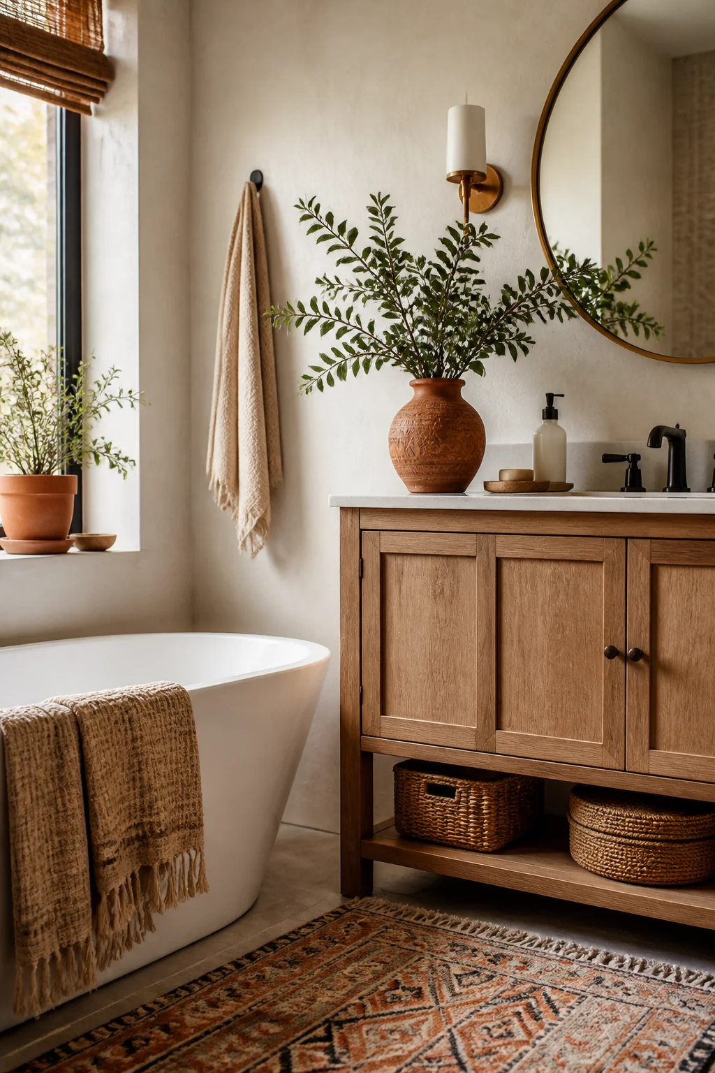 17 Beautiful Boho Bathroom Decor Ideas on Any Budget — styling tip