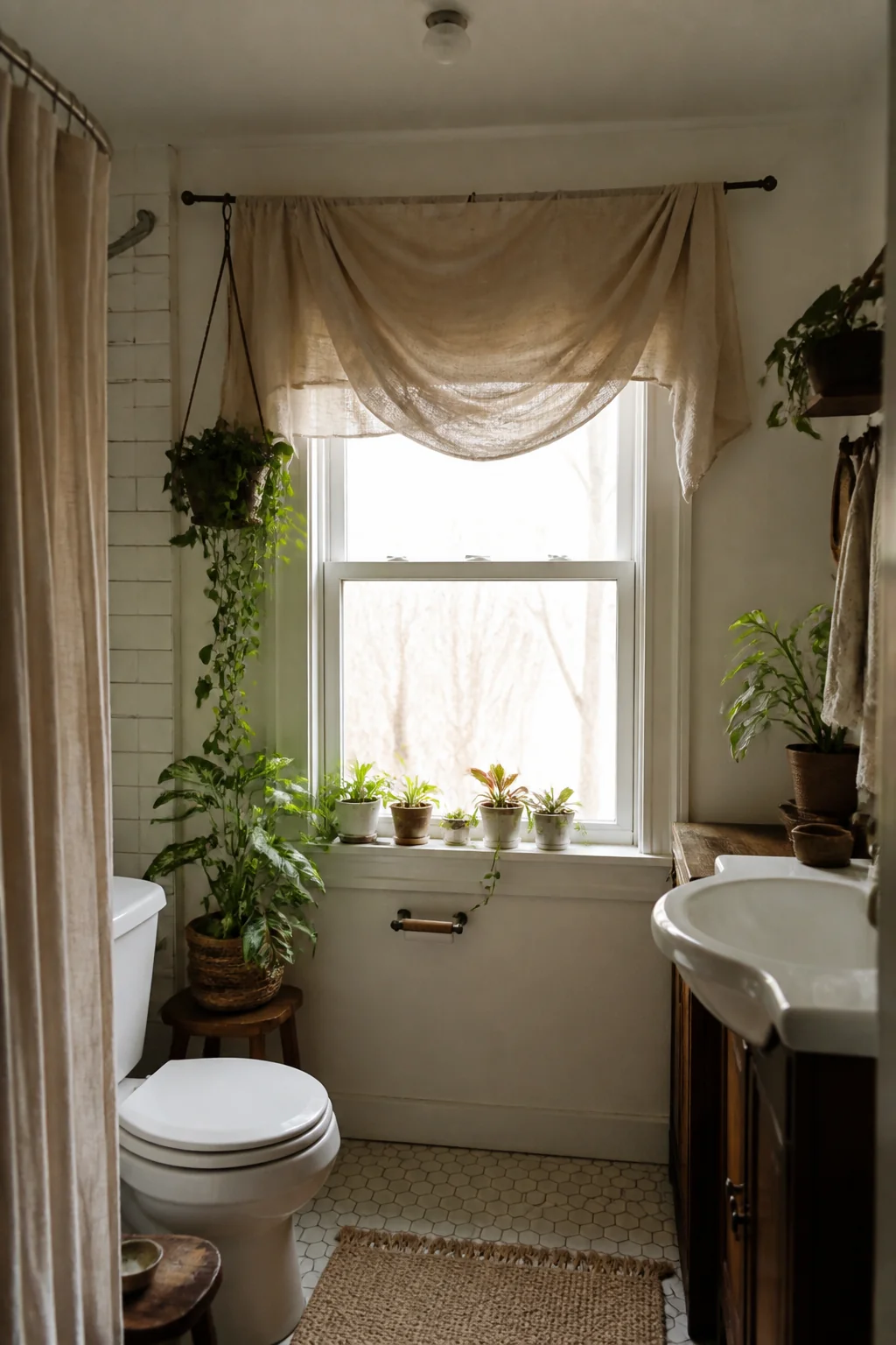 Drape Linen or Cotton Fabric Over a Rod Above the Window