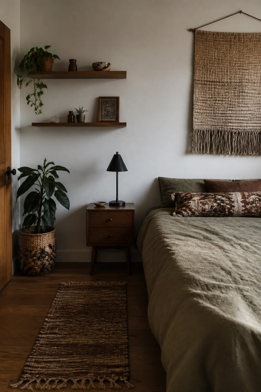 Use floating shelves for small objects and air