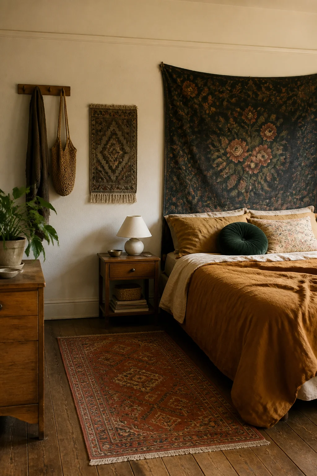 Add a low-pile rug on the wall as secondary texture