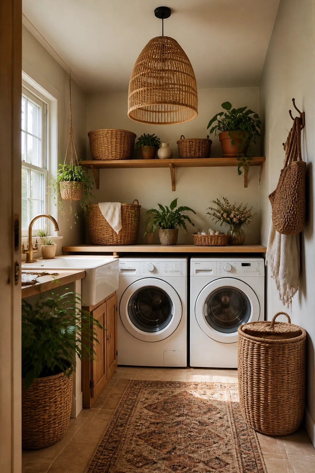 Swap out the overhead light for a woven pendant