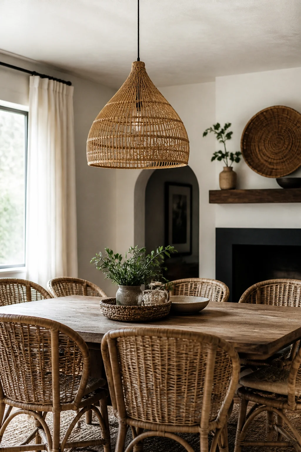 Swap out the overhead light for a woven pendant