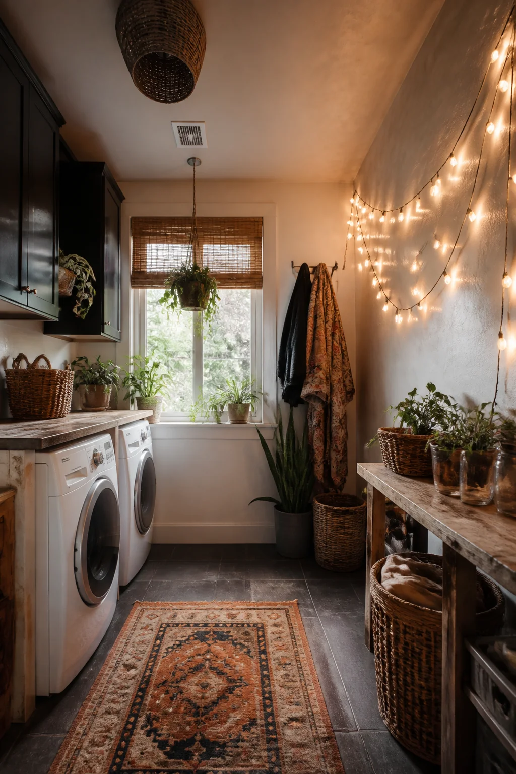 Hang string lights along one wall