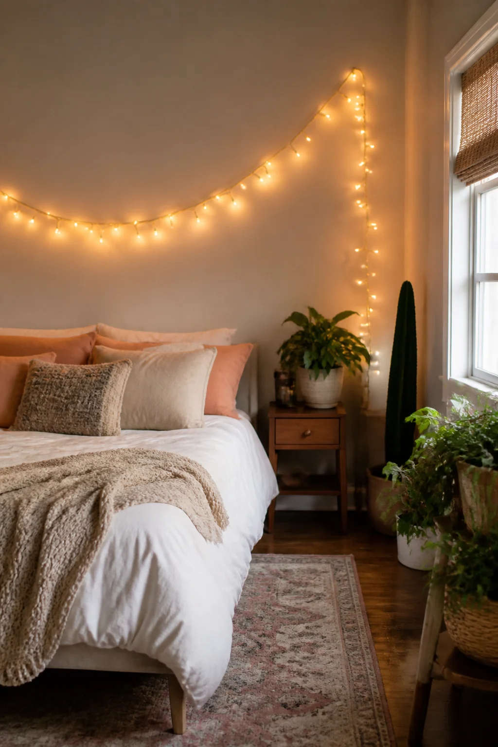 Hang string lights along one wall
