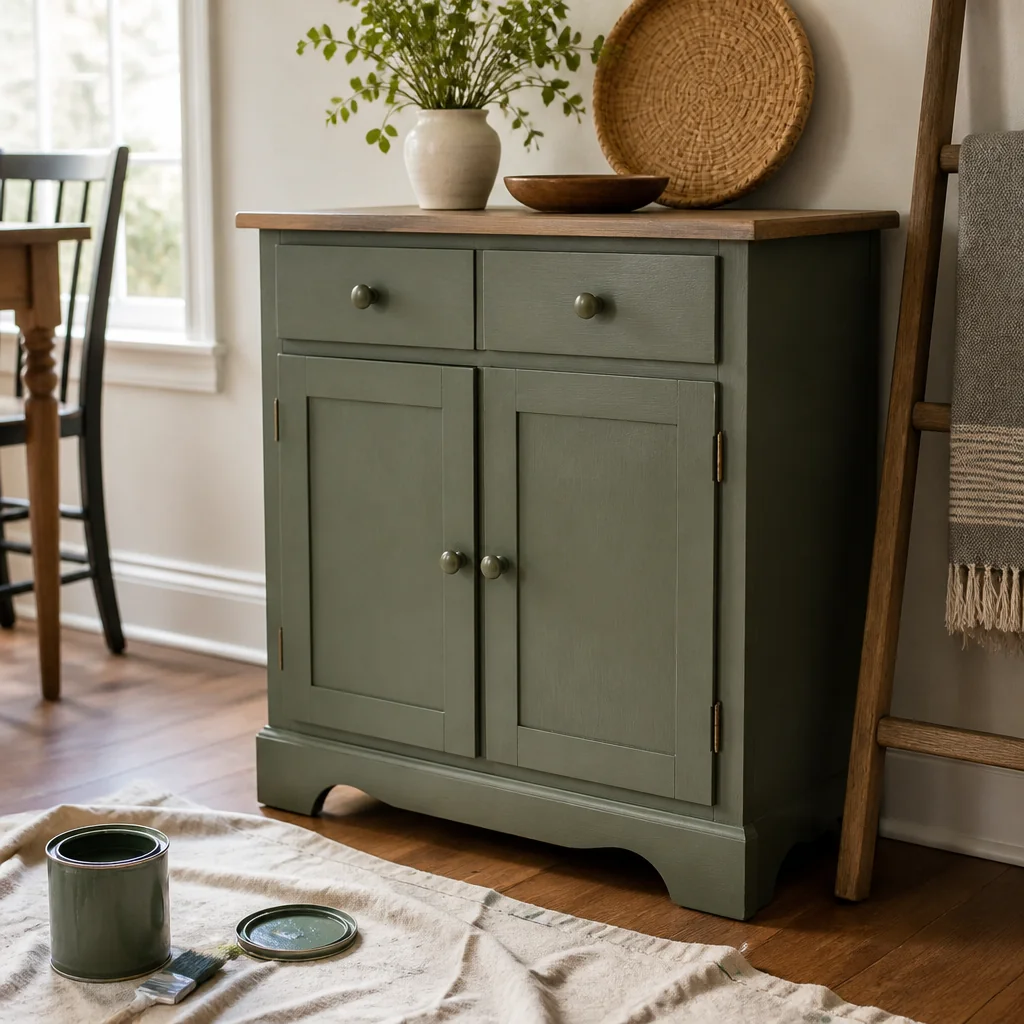 Paint a wooden cabinet or dresser for closed storage
