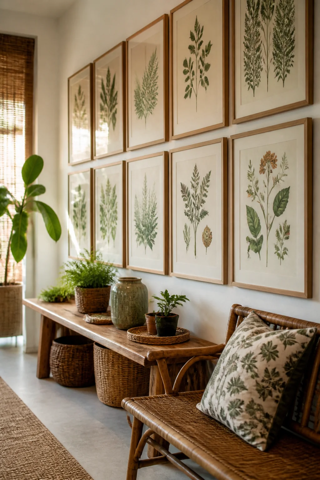 Line the walls with botanical prints in wooden frames