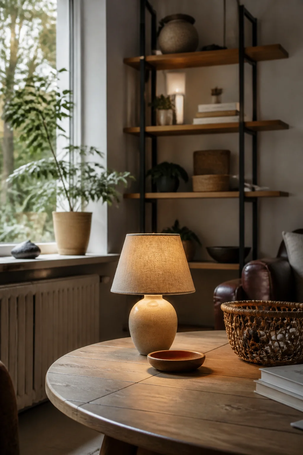 Add ambient lighting with a small table lamp