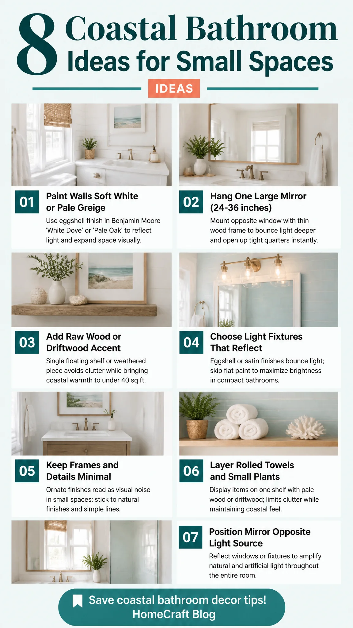 8 Serene Coastal Bathroom Decor Ideas for Small Spaces — key ideas illustrated