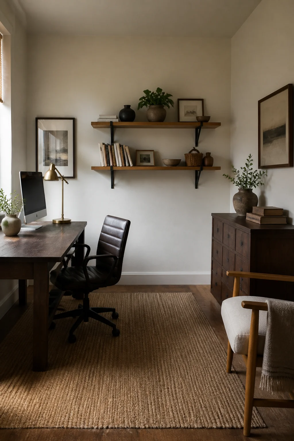 Hang open shelving at eye level, not above