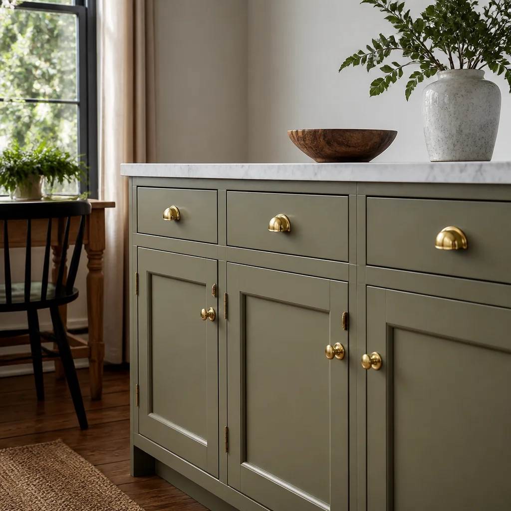 Add brass or gold hardware to cabinets