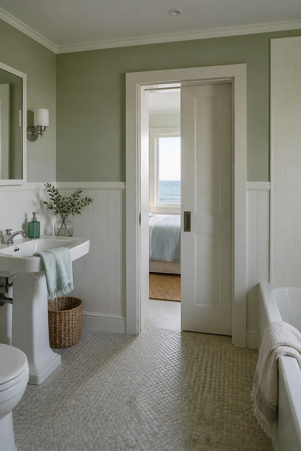 Install a pocket door or swing-out door instead of a standard swing door