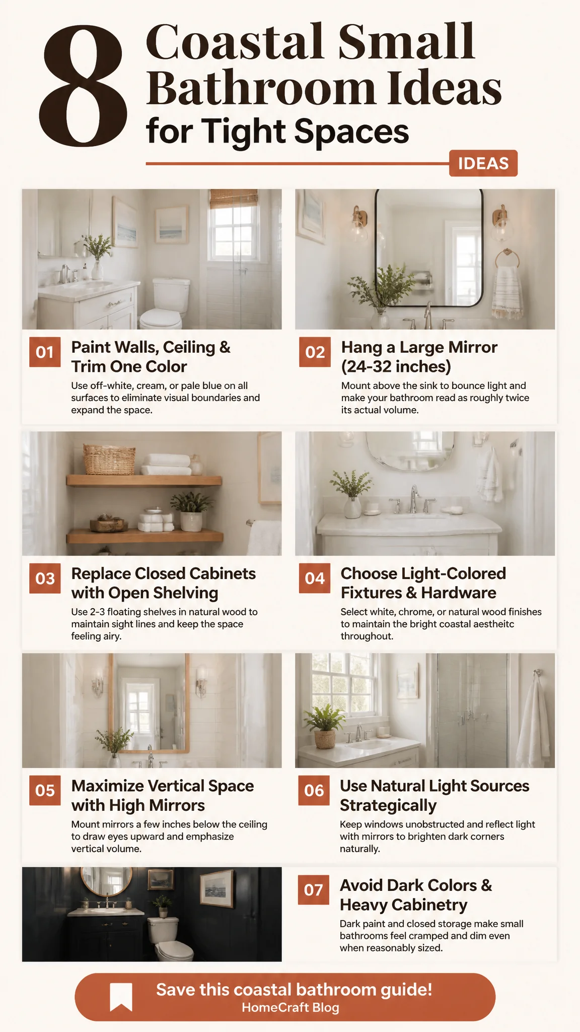 8 Bright Coastal Small Bathroom Ideas for Tight Spaces — the short version, illustrated