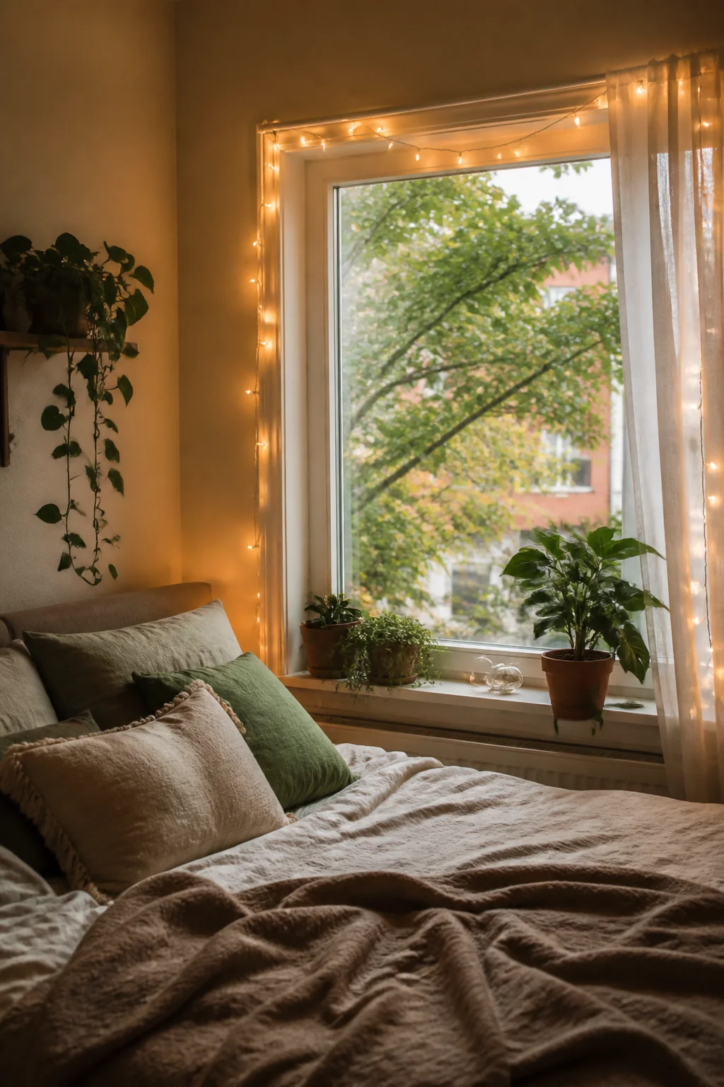 Drape string lights across your window frame