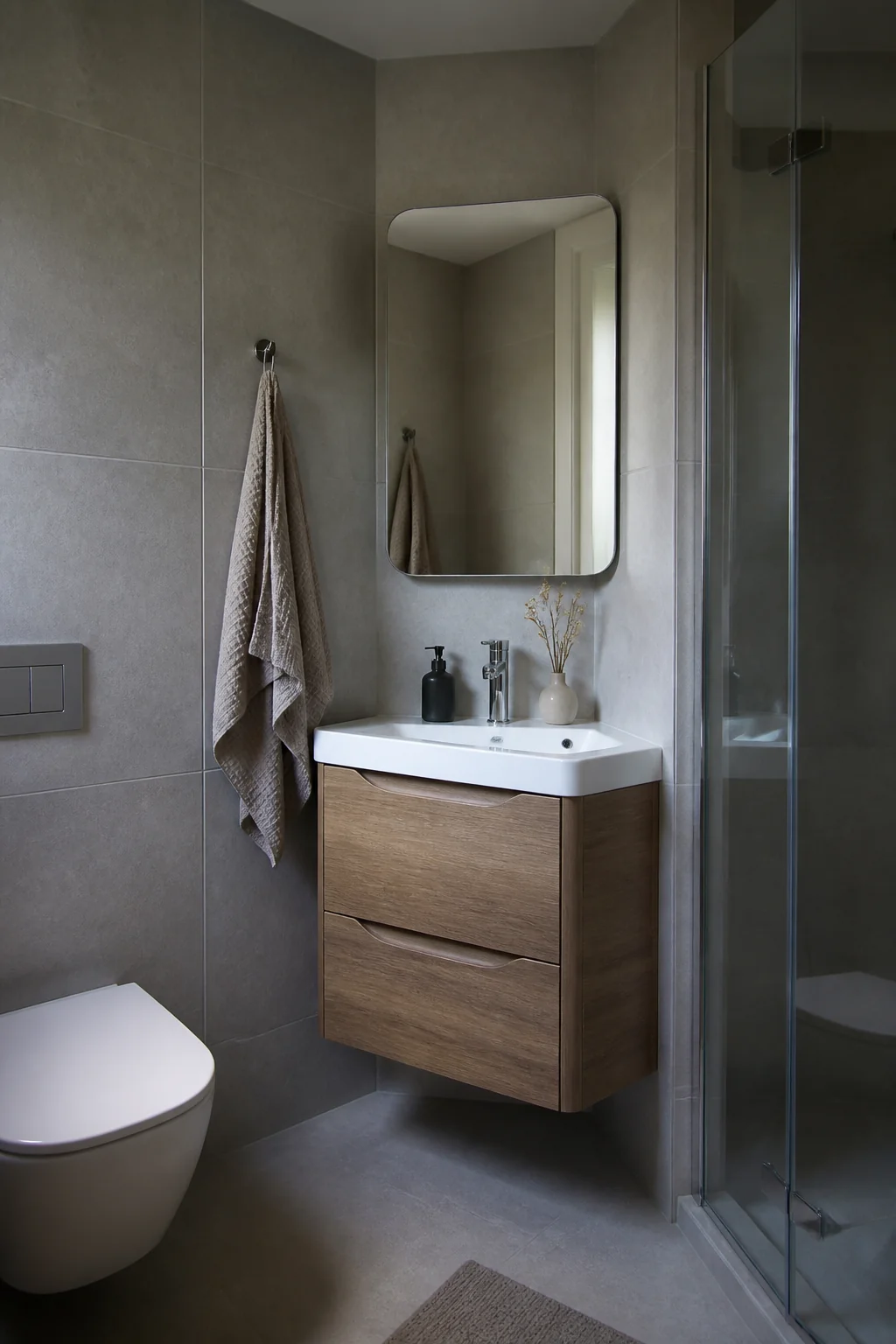 Wall-mounted corner vanity