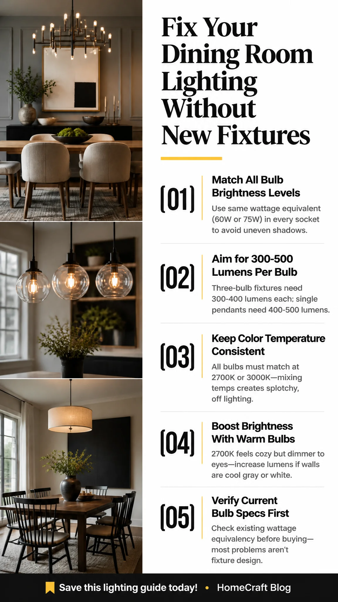 Get Proportional Dining Room Lighting Without Replacing Your Fixture — visual summary