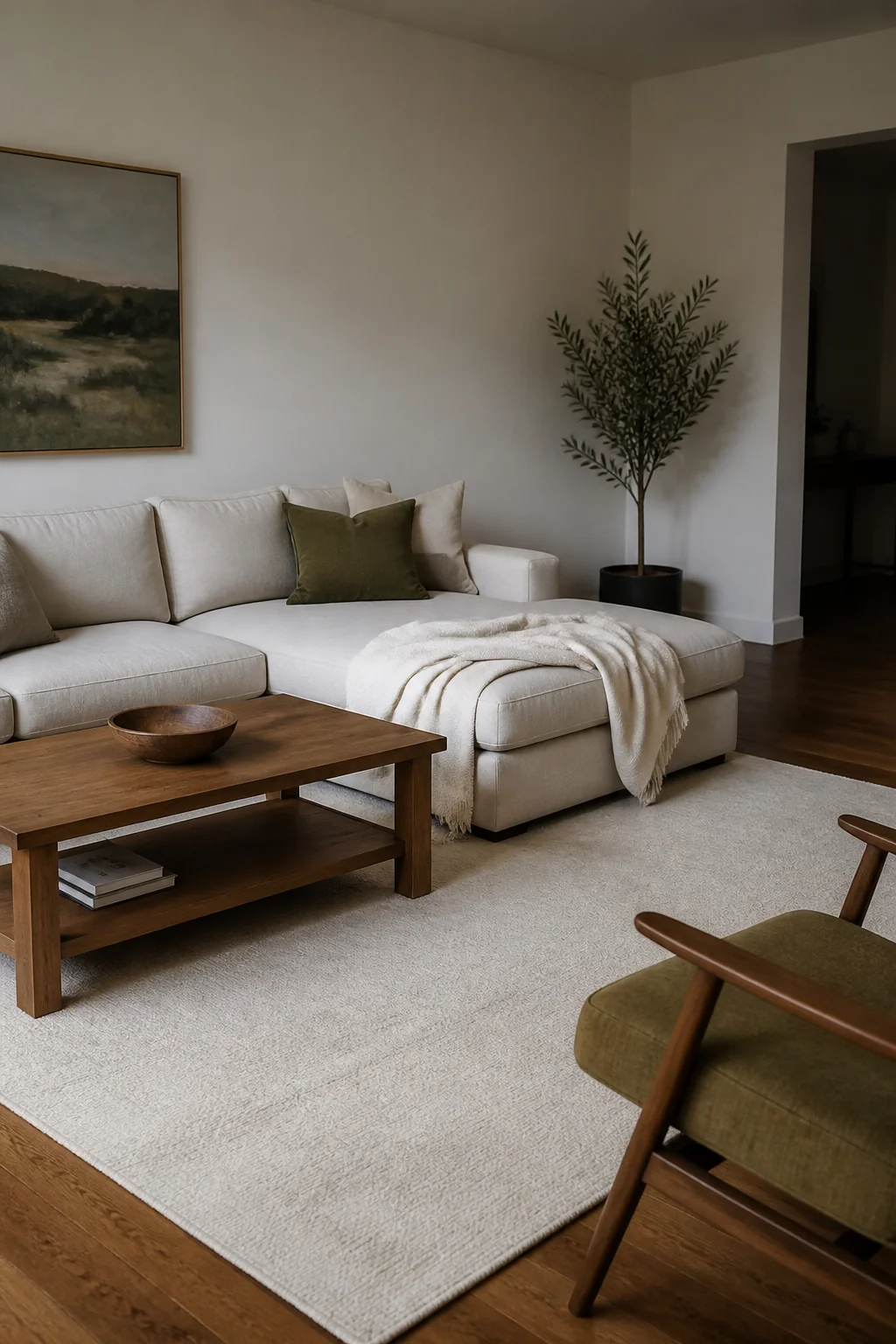 Anchor with a simple, light-colored rug