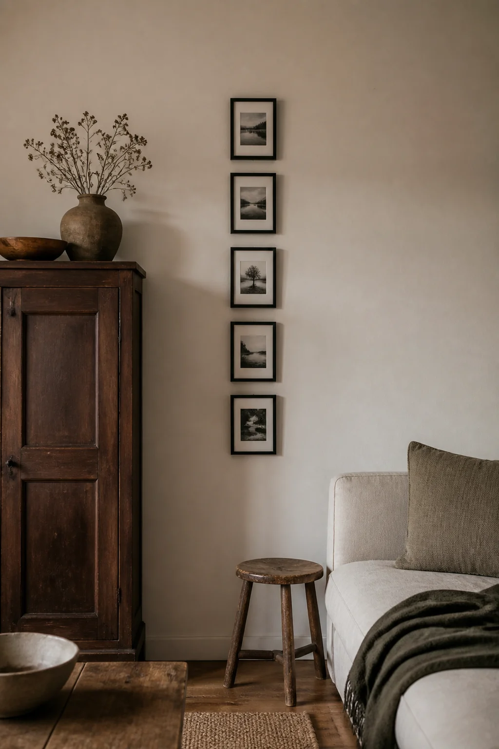 Vertical Line of Five Small Frames