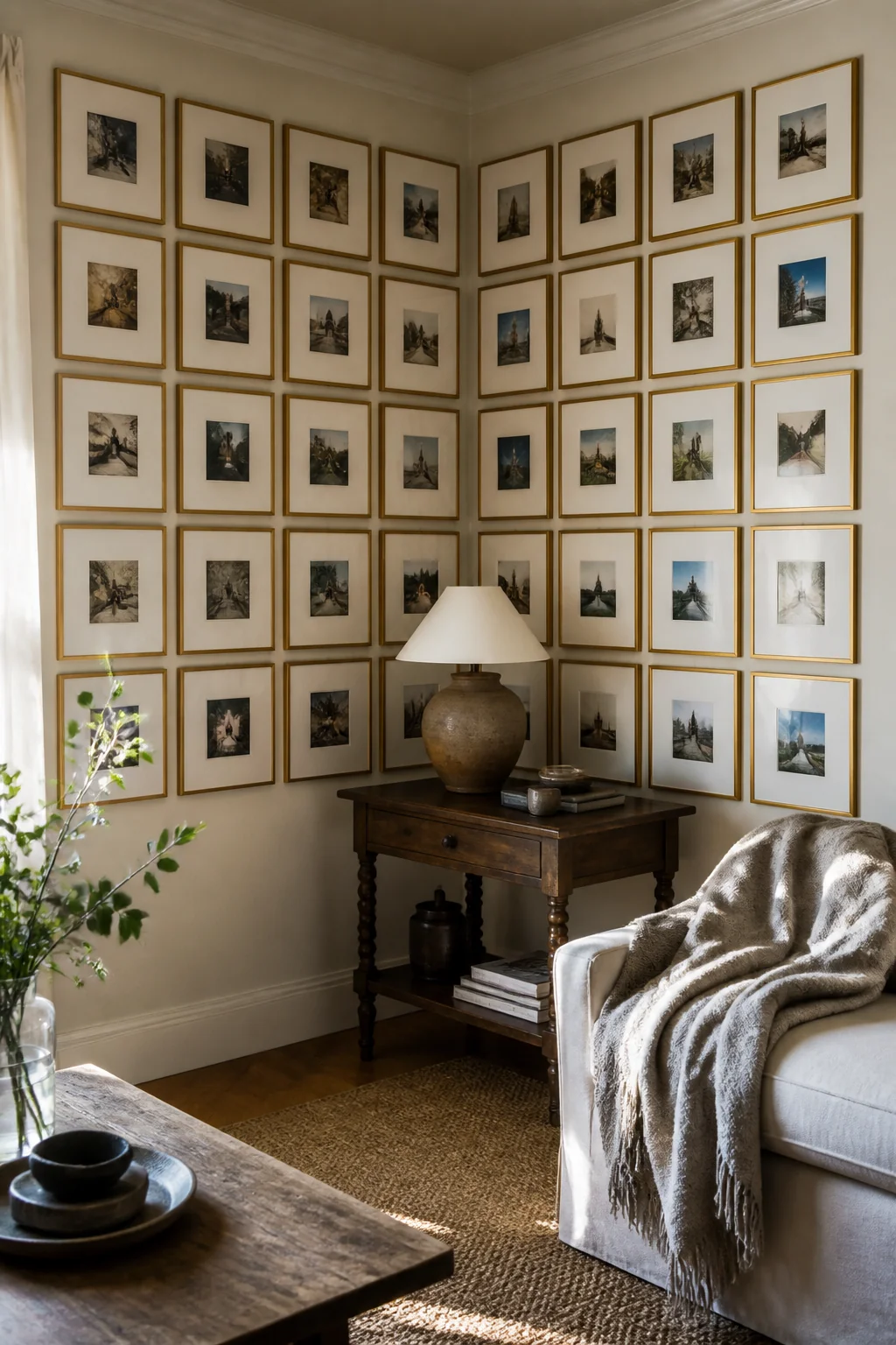 Brass or Gold Frames in a Grid