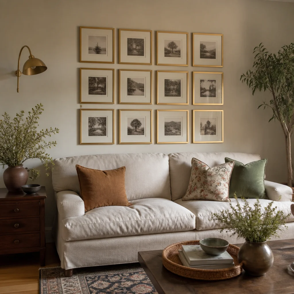 Brass or Gold Frames in a Grid