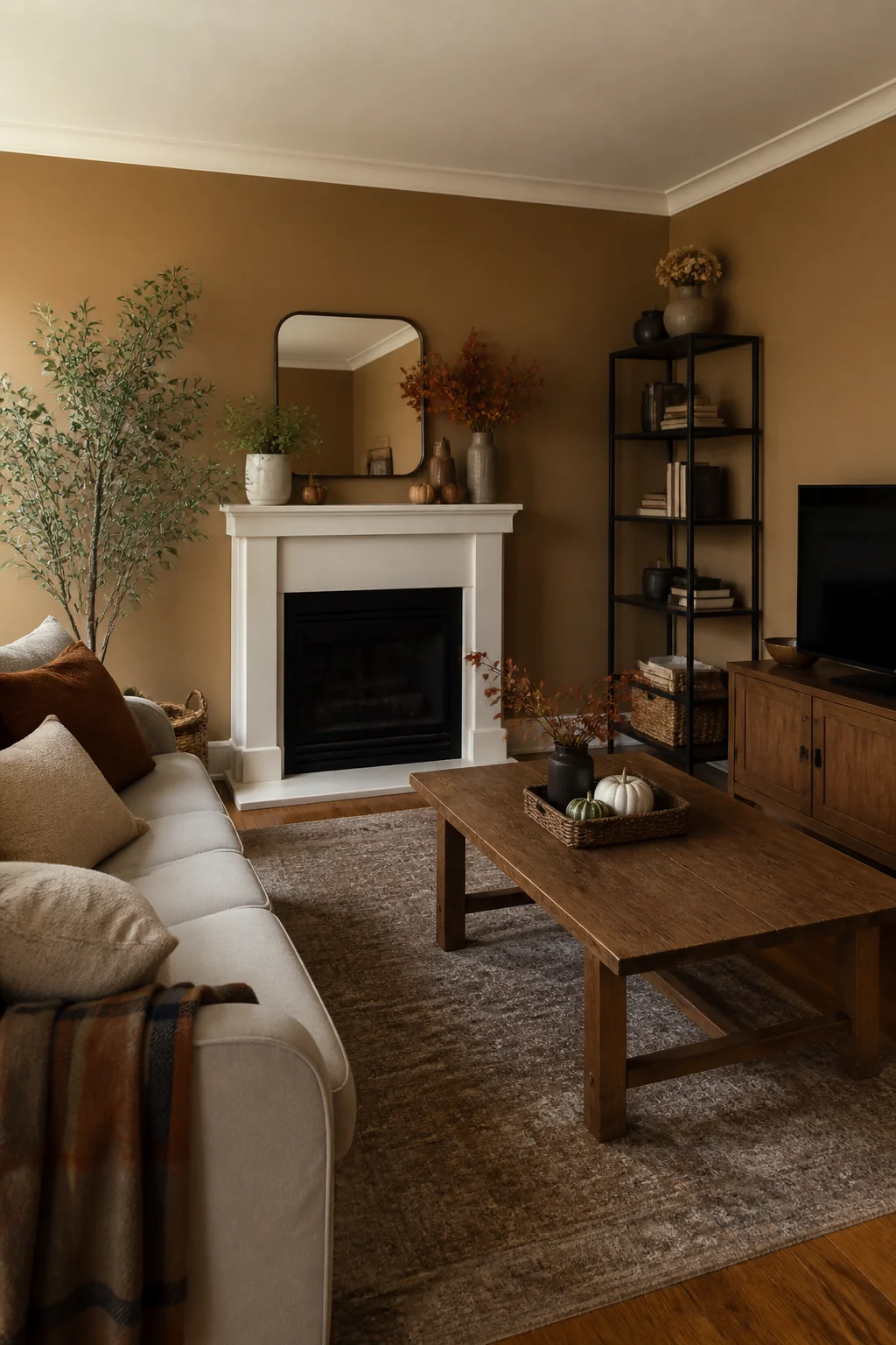 Paint walls a warm earthy tone instead of white or grey
