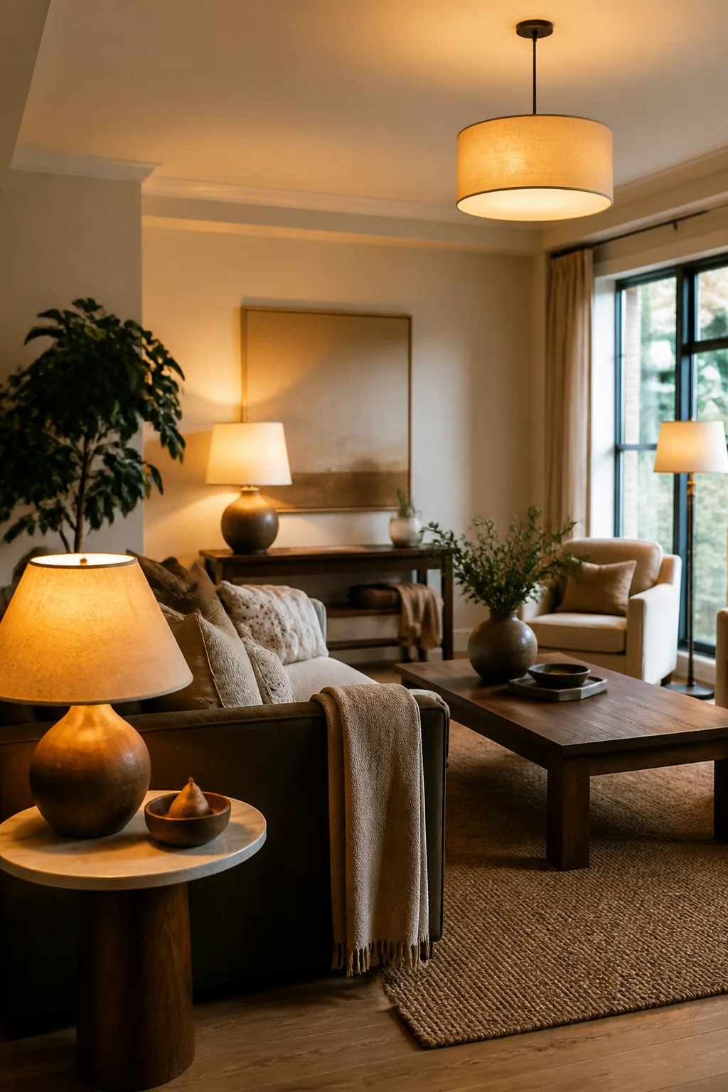 Layer your lighting with lamps instead of overhead lights