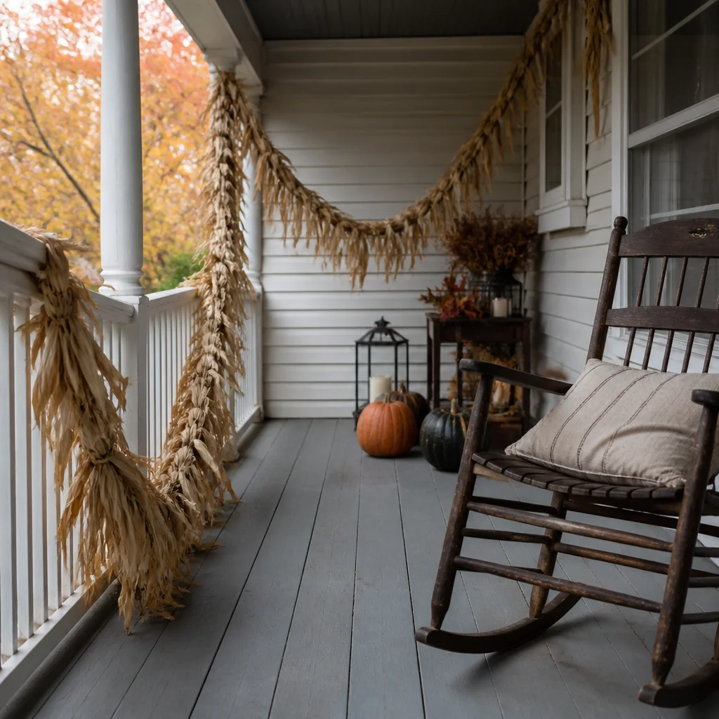 Wrap dried corn husks around a rope core