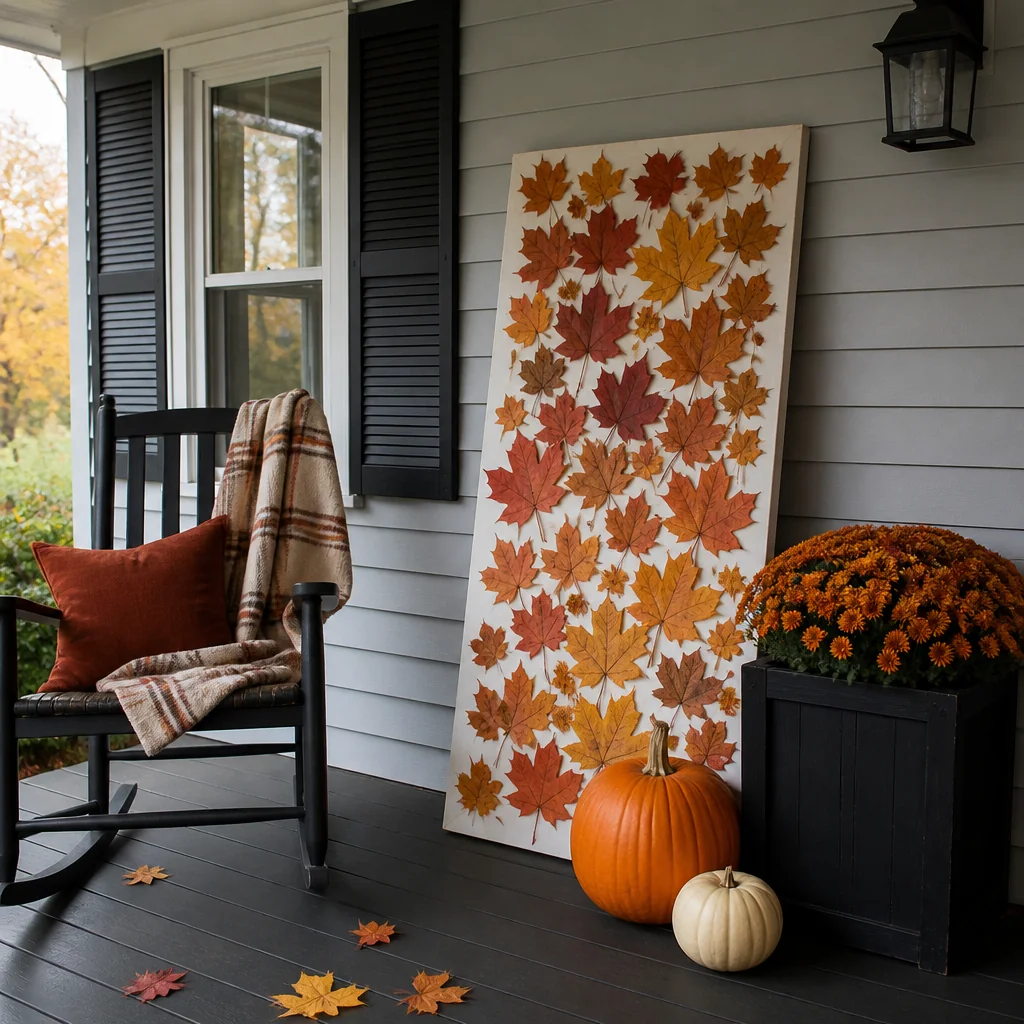 Hot-glue fall leaves to a foam backing board