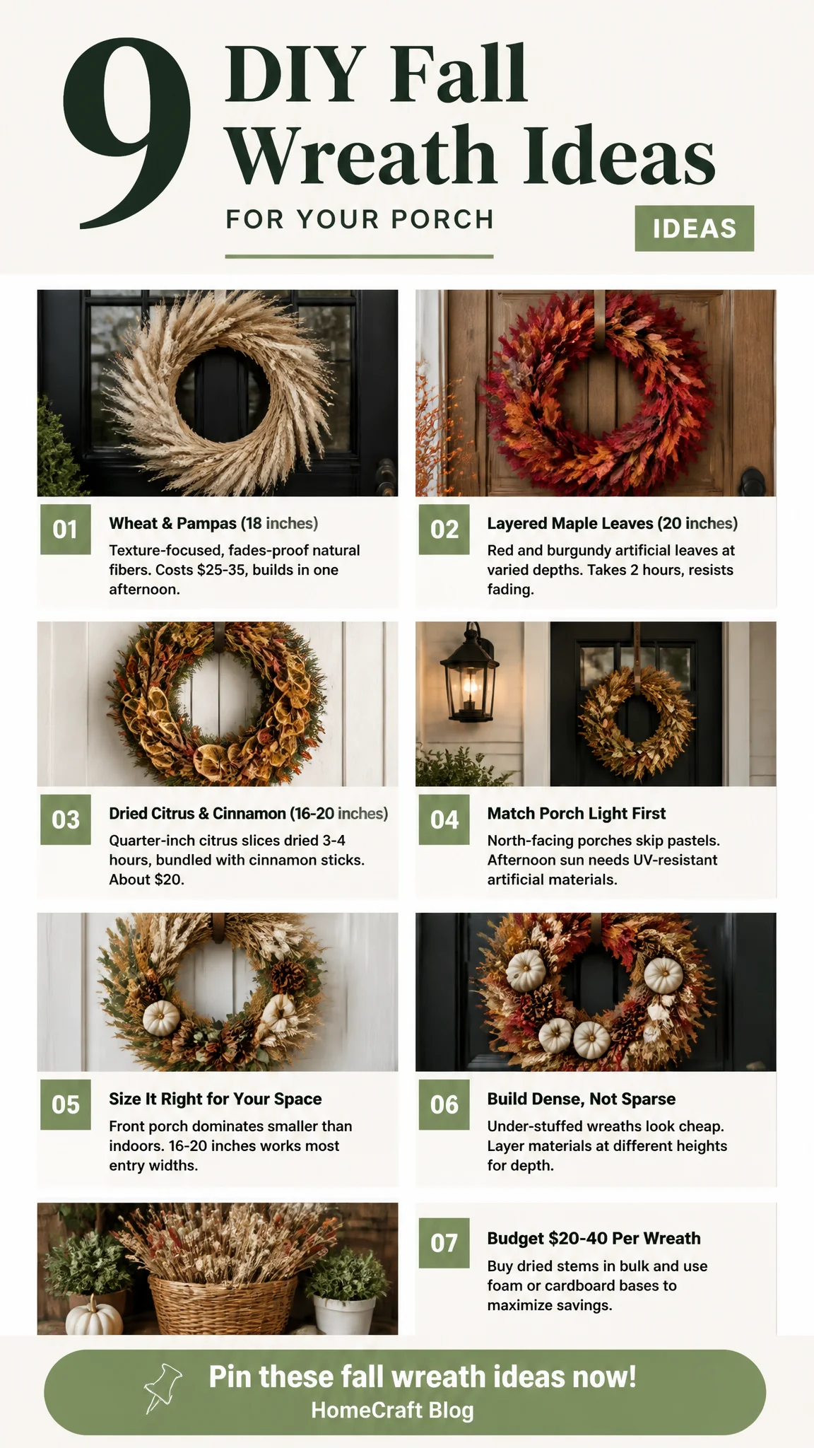 9 Pretty DIY Fall Wreath Ideas for Your Front Porch — the ideas at a glance
