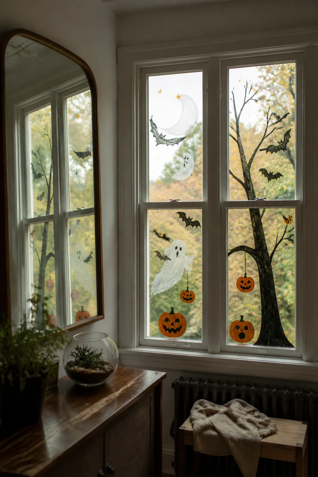 Painted glass markers for direct window art