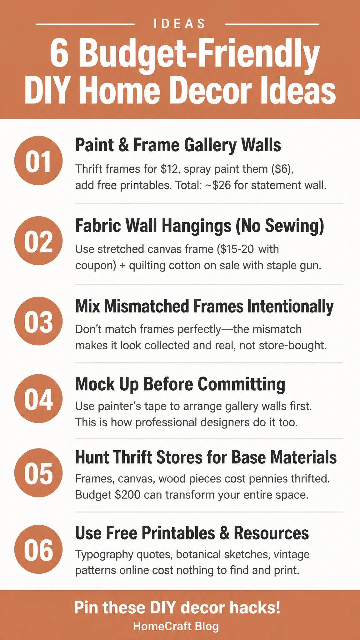 6 DIY Home Decor Ideas That Actually Stick to Your Budget — complete guide infographic