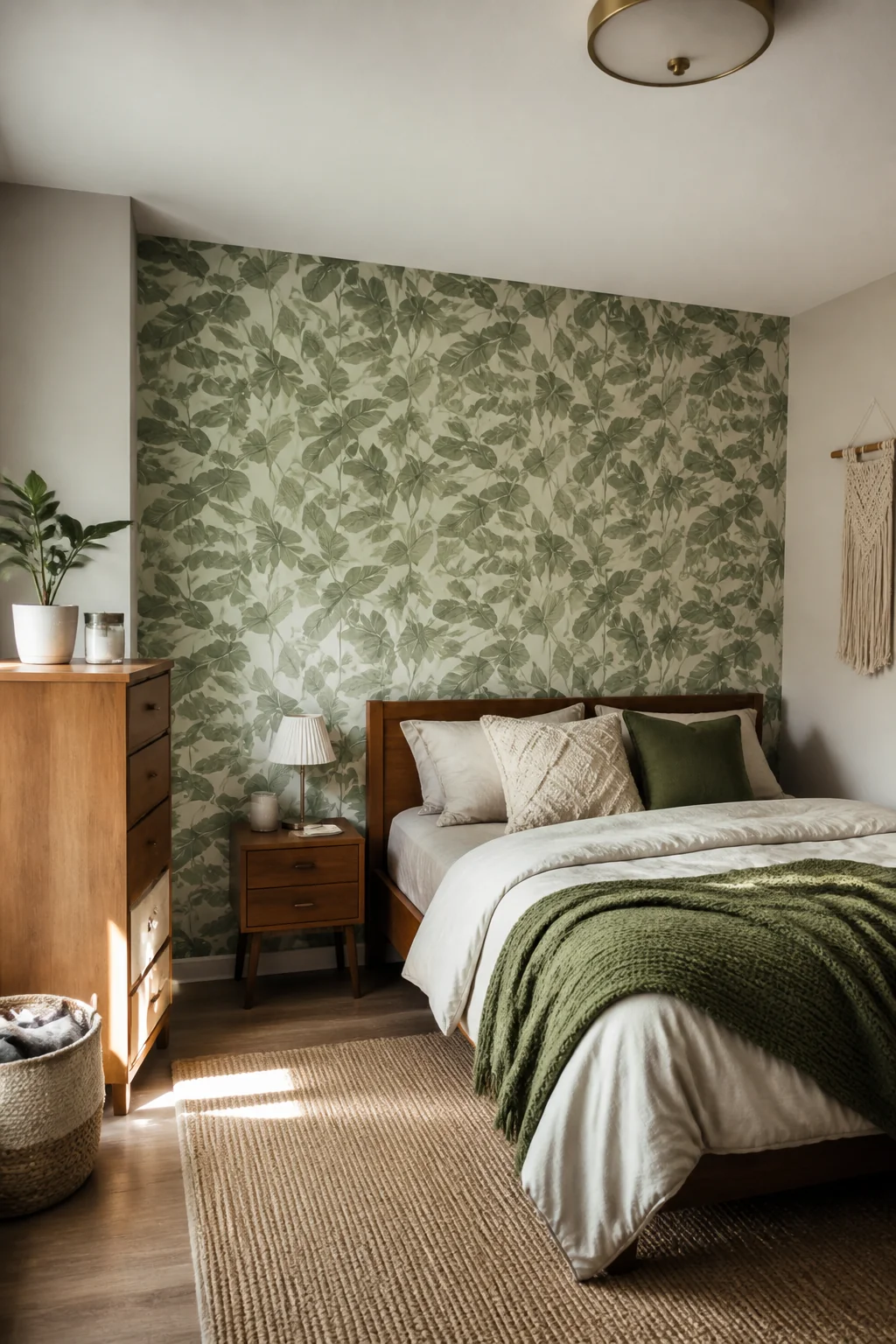 Stick removable wallpaper on one accent wall