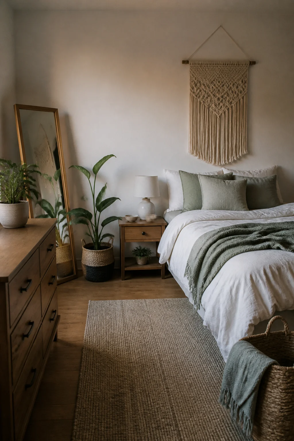 Hang a macrame wall hanging for texture