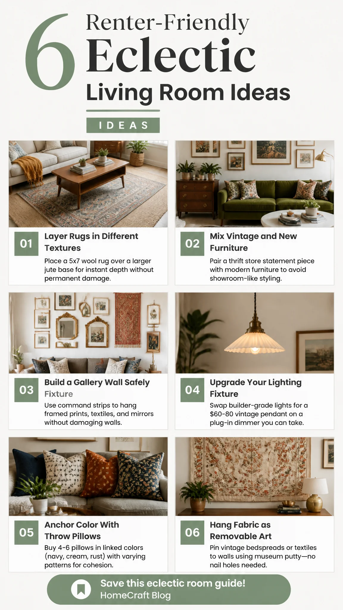 12 Warm Eclectic Living Room Ideas for Renters Who Want Personality — complete guide infographic