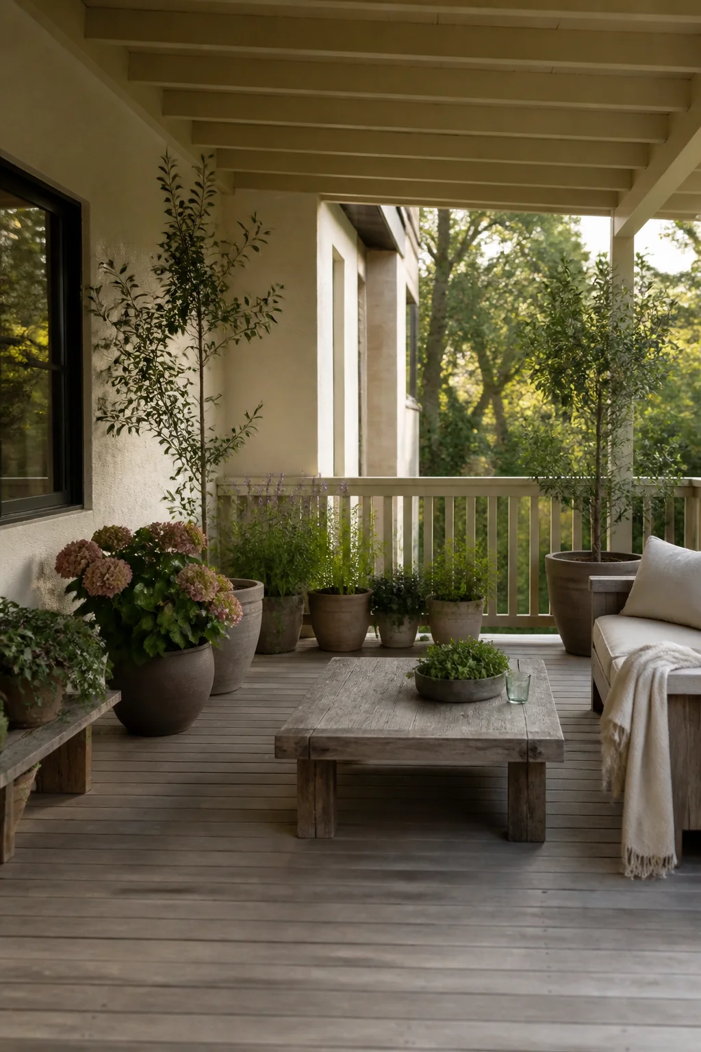 Plant potted flowers or greenery around the perimeter before guests arrive