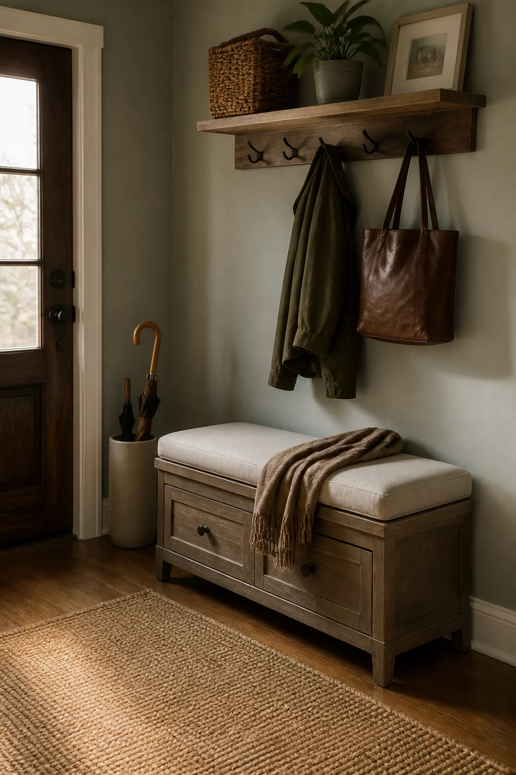 A Padded Bench With a Hinged Lift-Top