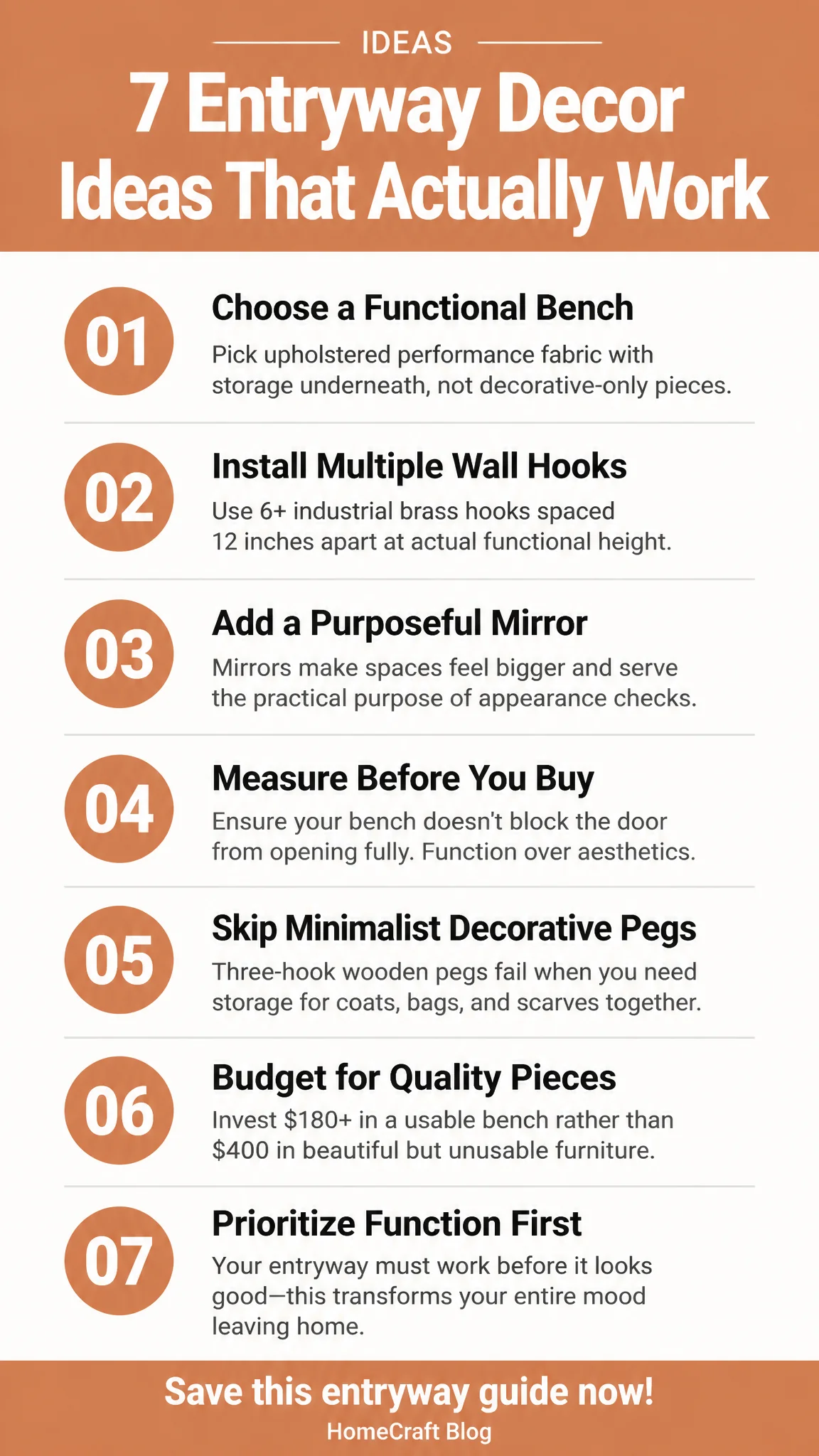 7 Entryway Decor Ideas That Actually Work (Plus What to Skip) — complete guide infographic
