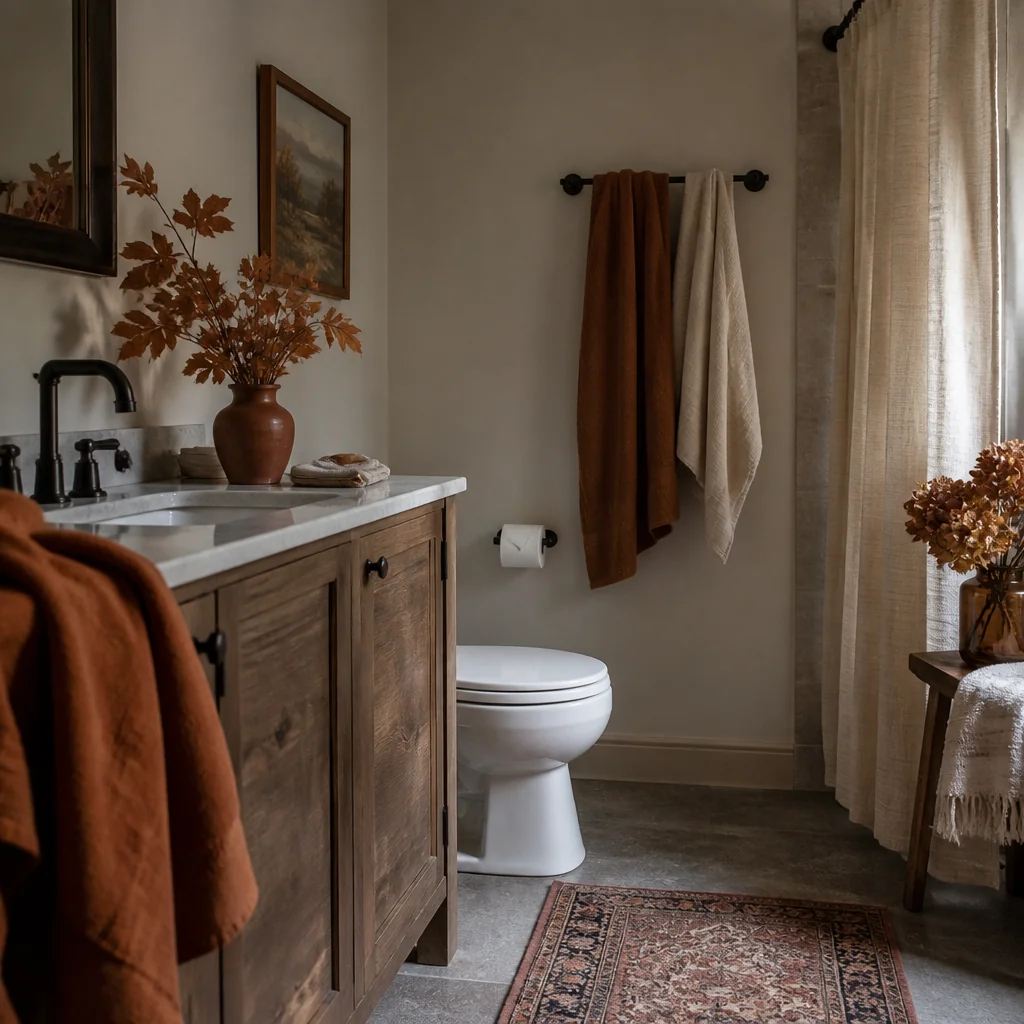 Towels Are the Fastest Shift, So Pick the Right Color for Fall Bathroom Decor Ideas