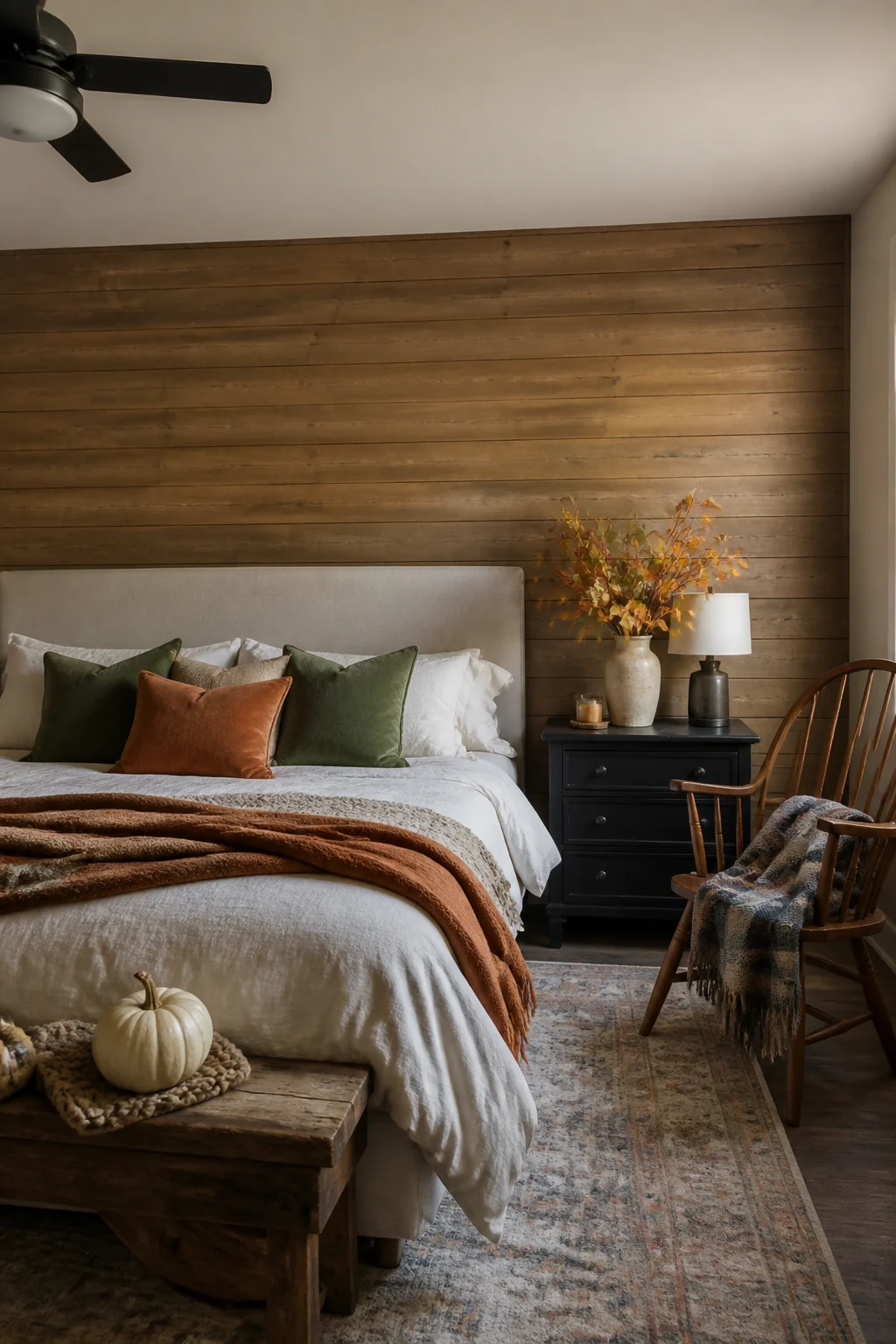 Add wood paneling or shiplap to one accent wall