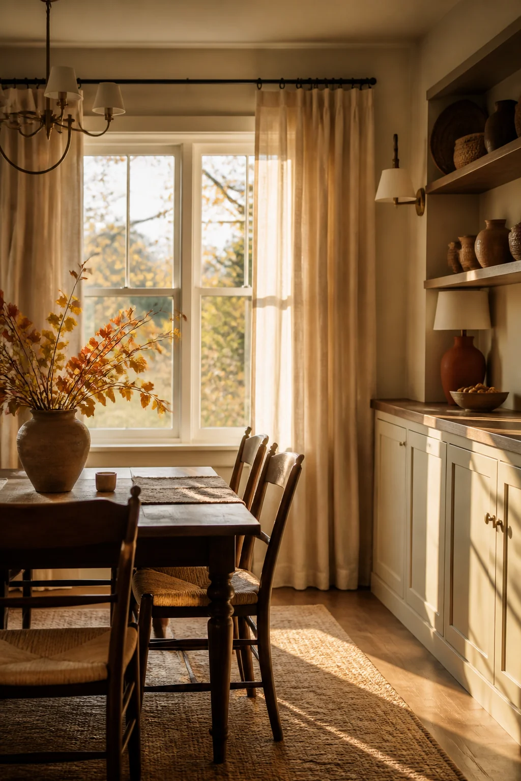 Make Your Fall Dining Room Feel Warm Without Overdoing the Orange — styling example