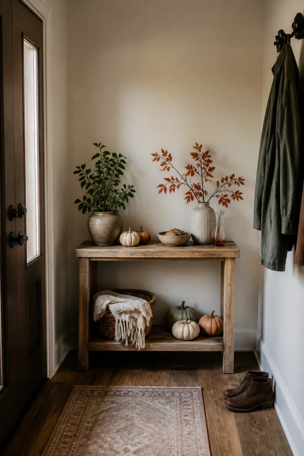 Create a low shelf arrangement with fall objects on your existing furniture